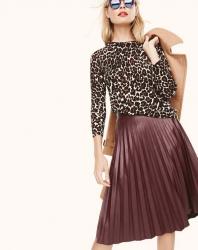 J. Crew Faux-Leather Pleated Midi Skirt 