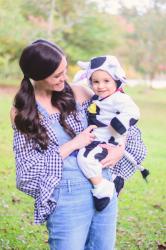 A moo-cow and a milkmaid.