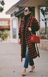 1st Day of November: Red Plaid Coat & Cropped Flare Jeans