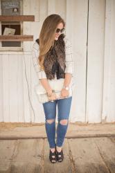 Doube the Fur - Faux Fur Vest & Clutch