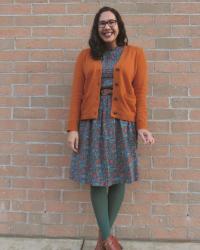 Teal Floral, Pumpkin Cardigan