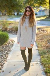 Sweater + Olive Green Boots.