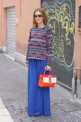 Wide leg palazzo pants and Petite Faye bag