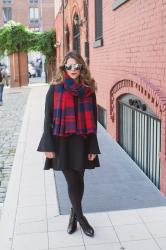 Black Dress + Printed Scarf 