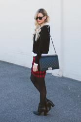 Red Checkered Mini Skirt