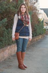Quilted Vest + Plaid Scarf
