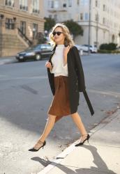 Suede Skirt, Lace-Up Heels