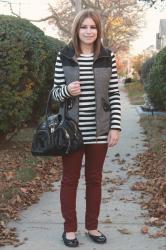 Striped Tee + Tweed Vest