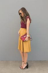 BERRY AND MUSTARD COLOR BLOCKING 