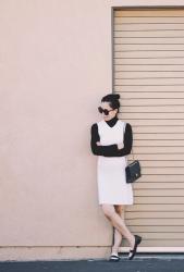 Black & White: Knit Dress & Two Tone Loafers