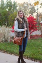 Fur Vest and Dolman Sweater