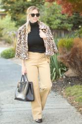 leopard coat + trousers
