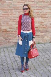 Opposés Complémentaires buttoned midi skirt