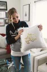 DIY FRIDAY: GLITTER AND FUR HOLIDAY PILLOW (IKEA HACK)