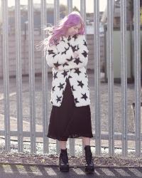 PURPLE HAIR AND FLUFFY STAR FAUX FUR