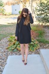 Black Turtleneck Dress + Bare Legs.