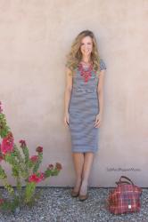 Navy Striped Dress from DownEast