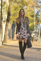 Flower dress and high boots