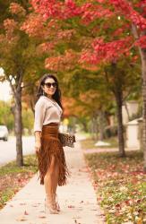 Suede Fringe Skirt