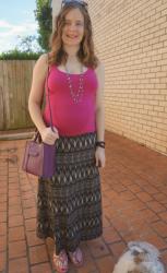 Cyber Monday Sales! Easy Second Trimester Outfits: Bright Tanks and Maxi Skirts for Spring