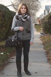 Tweed Vest + Plaid Scarf