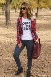 Printed Tee and Plaid