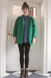 Outfit: Green coat