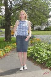 Denim Skirt & Cropped Top