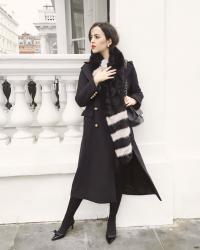 'Practical' Winter Dressing - Striped Faux Fur / Maxi Coat 