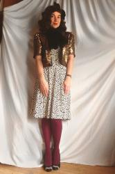 Sequined blazer + leaf print dress | Emily x Hannah