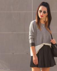 Zapatos Brogues con cordones AGL y falda de cuero