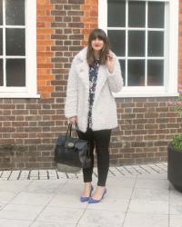 OOTD: Cream faux fur coat