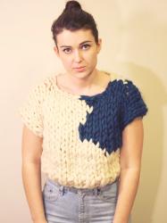Giant Knit Intarsia Cropped Sweater