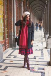 Outfit: retro in plaid midi dress