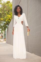 White Cut Out White Maxi Dress