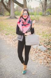 Pink Plaid Blanket Scarf