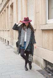 Outfit: winter layers in plaid scarf and long coat