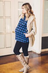 PLAID NURSING TOP & CHUNKY CARDIGAN