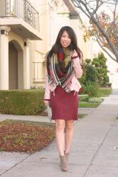 Cozy in BP Sweater Dress + Colorblock Blanket Scarf