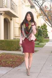 Cozy in BP Sweater Dress + Colorblock Blanket Scarf 