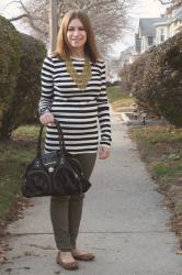 Striped Tee + Leopard