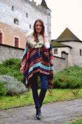 multicolor cape with tassels