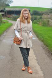 How to Style a Short-Sleeved Coat | Jaeger Alpaca Duster Coat with Winter Neutrals
