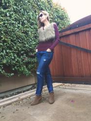 Faux Fur Vest & Fun Fashion Friday Link Up!