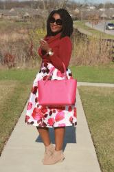 Oxblood Top + Floral Midi