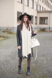 Outfit: winter floral with leather jacket