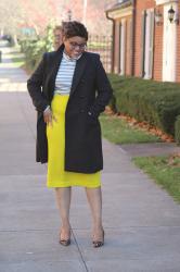 J. Crew Double-Breasted Coat in Mini Check and Sweater Skirt 