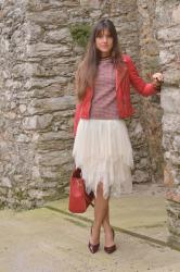 Merry Christmas in Red Biker and Tutu Skirt! ♥ Joyeux Noël en tutu et en perfecto rouge!