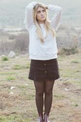 BUTTONED SUEDE SKIRT