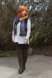 Over The Knee Boots & Faux Fur Vest: I Was A Very Good Girl